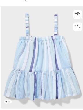 NWT Sugar & JadeTween Girls Striped Babydoll Tank Top - blue XXL 20/22